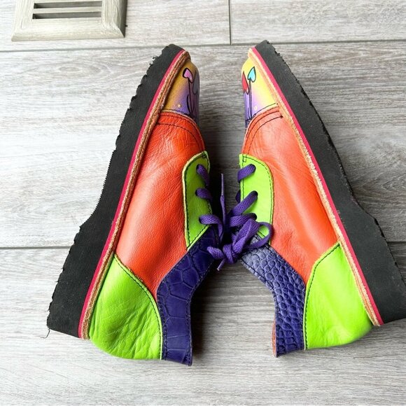 Soletech Hand Painted  Soft Leather Design Lace Up Shoes - Picture 6 of 14